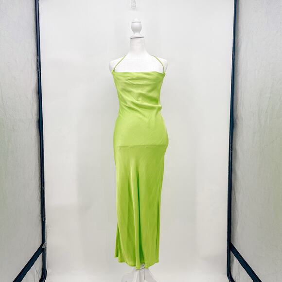 Rat & Boa Lima Dress Green Cowl Neck Long Slip Medium - Picture 3 of 8